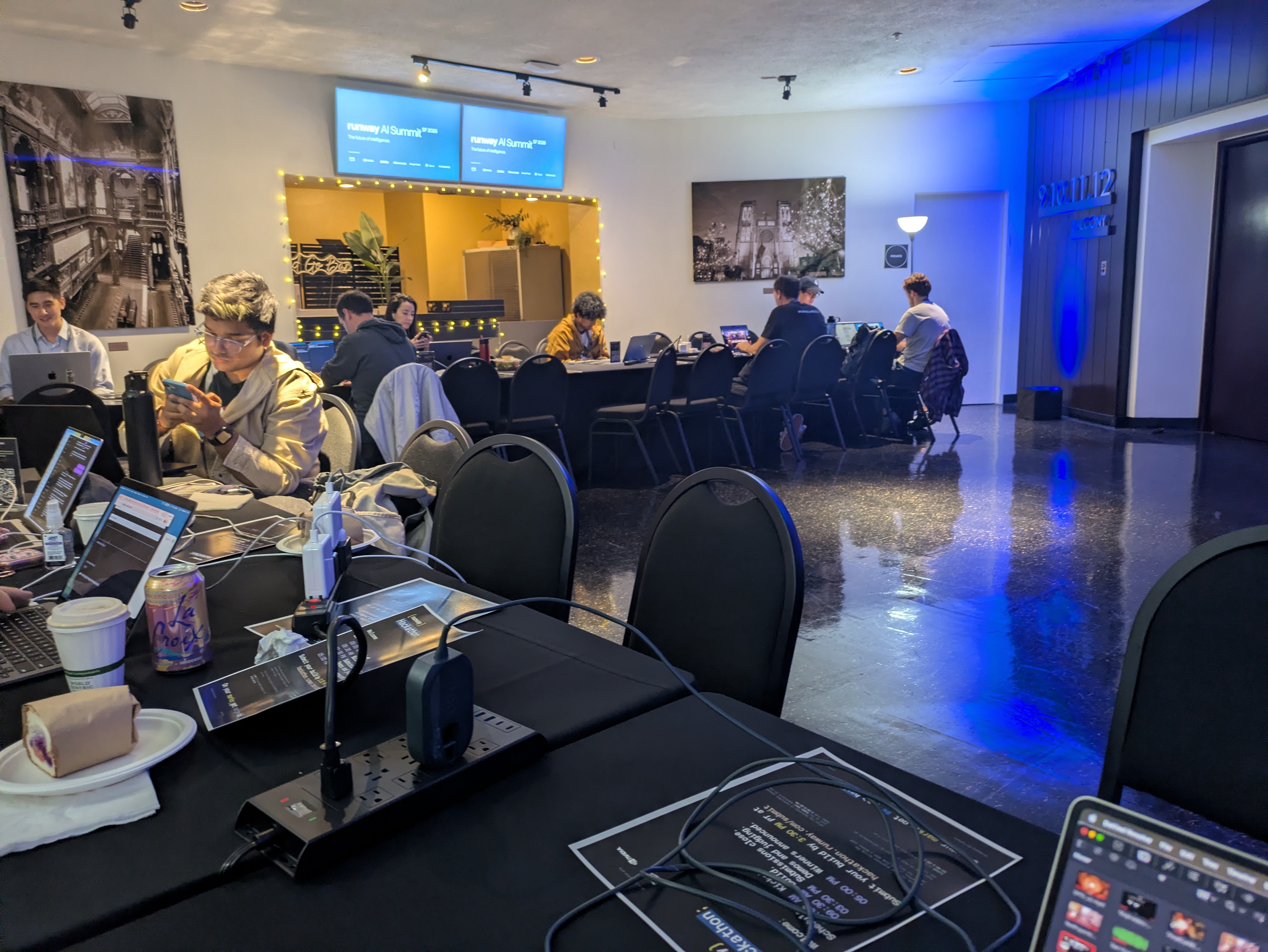 The hackathon room as teams finish