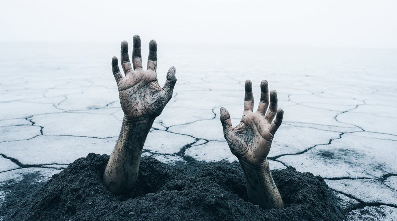 Hands Reaching Through Ground